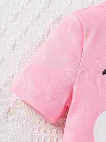 6pcs/Set Baby Girl Casual Fashion Cute Star Moon Cloud Print Short Sleeve Bodysuit And Shorts Pajama Set - Multicolor - View 3