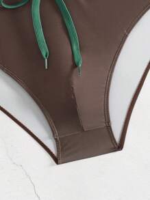 Manfinity Swimmode Men's Letter Print Triangle Beach Swimming Trunks Couple Boyfriend