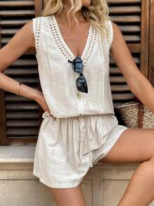 EMERY ROSE Bamboo Knot Cami And Shorts Set, Vacation & Music Festival Casual Outfit