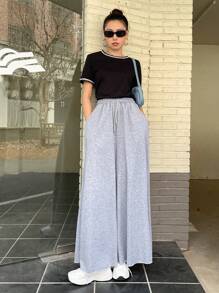 DAZY Camiseta De Cuello Redondo Con Detalles De Contraste - Negro - Ver 6