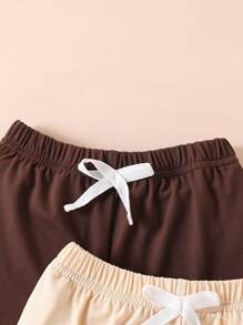 SHEIN Playful Pals 5pcs/Pack Baby Boy All-Match Solid Color Loose Casual Shorts, Versatile For Everyday Wear, Spring/Summer - Multicolor - View 3