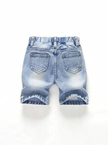 Baby Boy Casual Distressed Washed Denim Shorts, Fashionable And Versatile