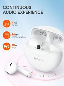 JMMO Auricolari senza fili con suono premium, accoppiamento automatico 5.3, auricolari senza fili con 14 ore di autonomia, leggeri, impermeabili IPX4, con microfono, compatibili con iPhone e Android, adatti per il gaming, altoparlante, regalo perfetto per San Valentino, Natale, vacanze, campeggio ed essenziali per l'autunno e l'inverno