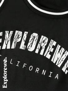 2 件套青少年女孩户外运动休闲拼色拼接泡泡袖上衣和印花口袋短裙套装，适合春夏季日常和旅行装 - 白色 - 查看 7
