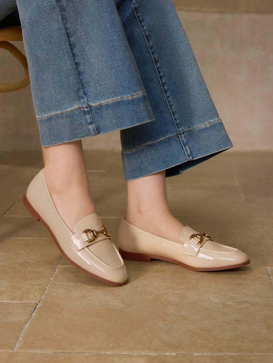 MOTF PREMIUM 休闲舒适百搭女式平底乐福鞋 - 杏色 - 查看 2