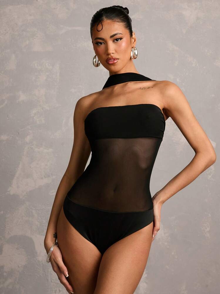 SHEIN BAE Body negro opaco con cuello halter y espalda descubierta para mujer, adecuado para festivales de música, fiestas, vacaciones, atuendos de festival, atuendos de vacaciones, ropa de verano para mujer, atuendos de festival para mujeres - Negro - Añade 6