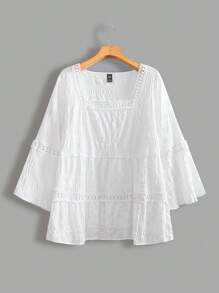 Linhara Blusa blanca elegante y casual para mujer talla grande con cuello y dobladillo con volantes, tela inspirada en la primavera, sin mangas, adecuada para primavera, verano y otoño