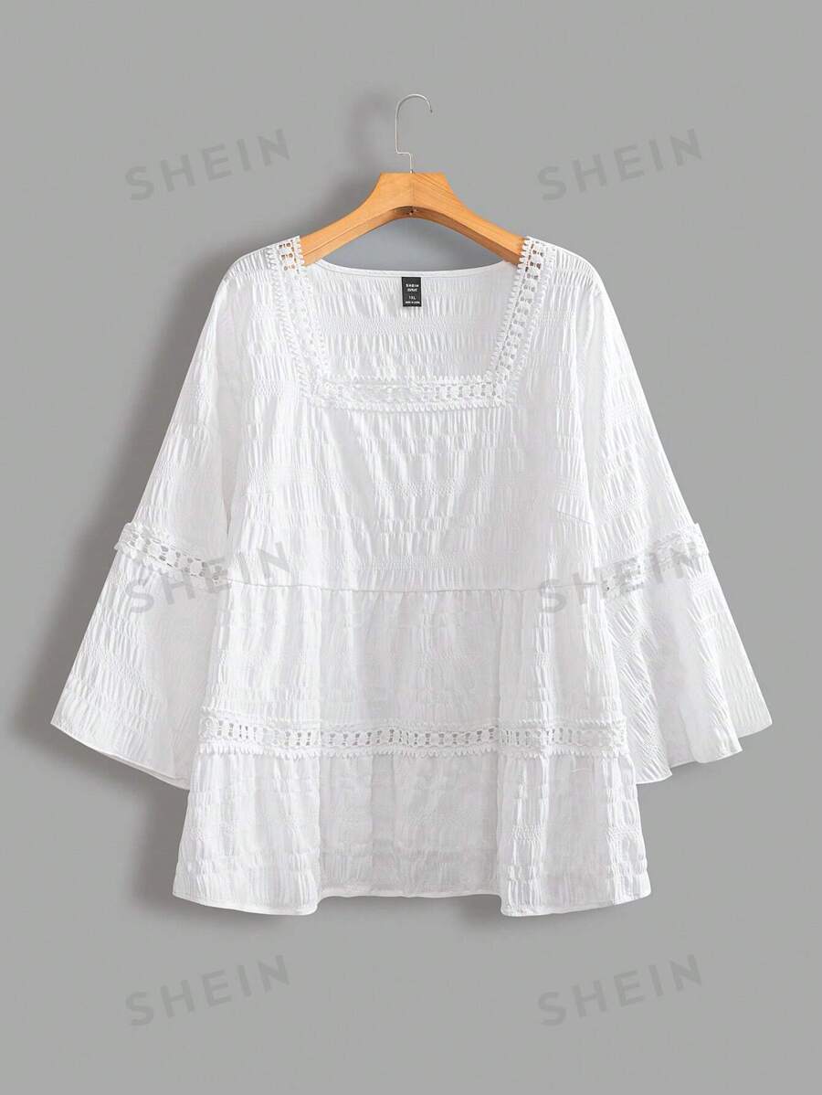 Linhara Blusa blanca elegante y casual para mujer talla grande con cuello y dobladillo con volantes, tela inspirada en la primavera, sin mangas, adecuada para primavera, verano y otoño