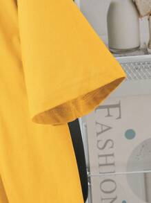 INAWLY Plus Size Heart And Sunflower Print Short Sleeve T-Shirt, Casual For Spring/Summer - Mustard Yellow - View 4