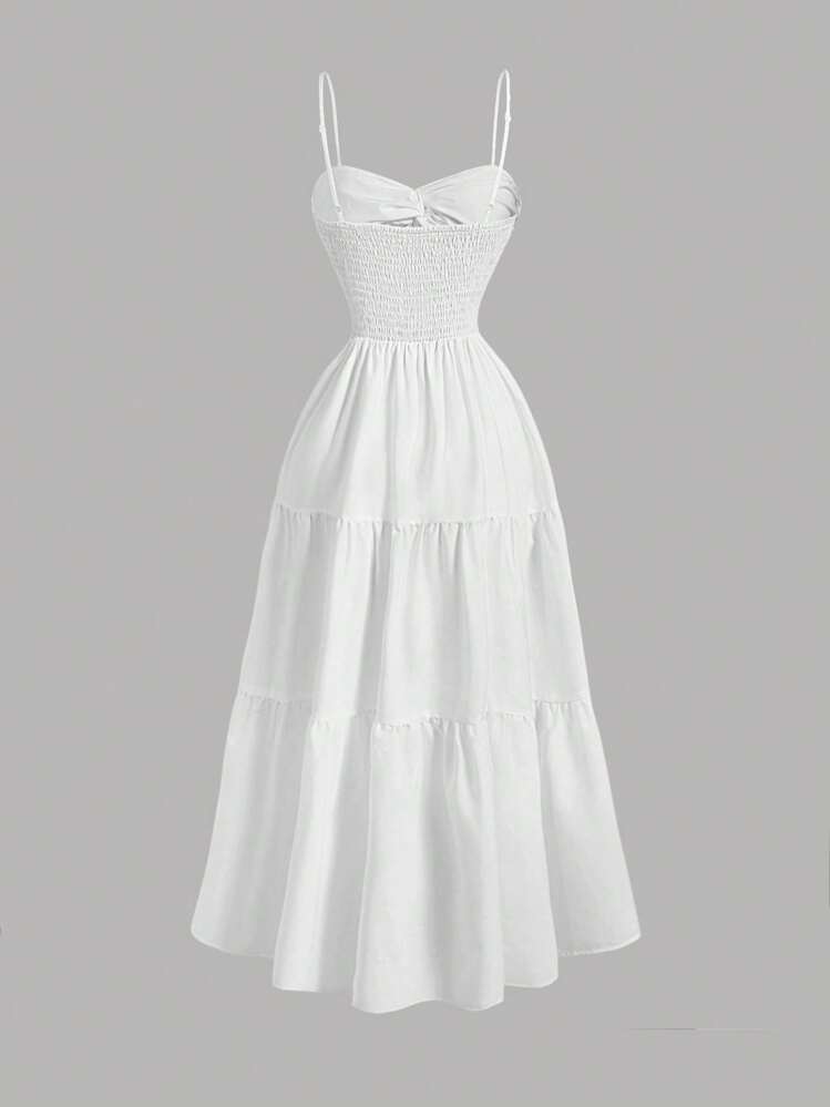 SHEIN MOD Abito con arricciatura frontale, scollo incrocio e vita segnata - Bianco - Visualizzare 2