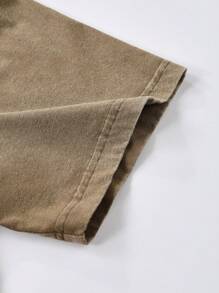 ROMWE MEN Street Life 2pcs Men Hip Hop Washed Skeleton Print T-Shirt And Shorts Set, Halloween - Brown - View 5