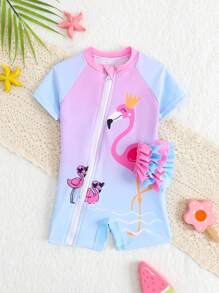 奢华新生儿 3D 火烈鸟风格婴儿泳衣