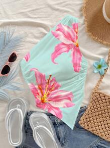 Soleia 女士花卉印花不对称下摆无袖休闲上衣