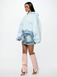 SUMWON WOMEN Oversized Cropped Hoodie Sweatshirt Winter Casual Streetwear Drop Shoulder Baggy Pullover Athletic Workout Loungewear Contemporary Fashion Statement Piece