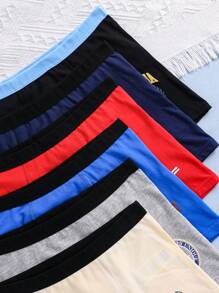 6pcs Pack Tween Boys' City Name Print Combed Cotton Boxer Briefs