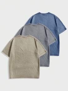 Manfinity VCAY Young Men's Knitted Casual Loose Fit Short Sleeve T-Shirt, Multi-Pack