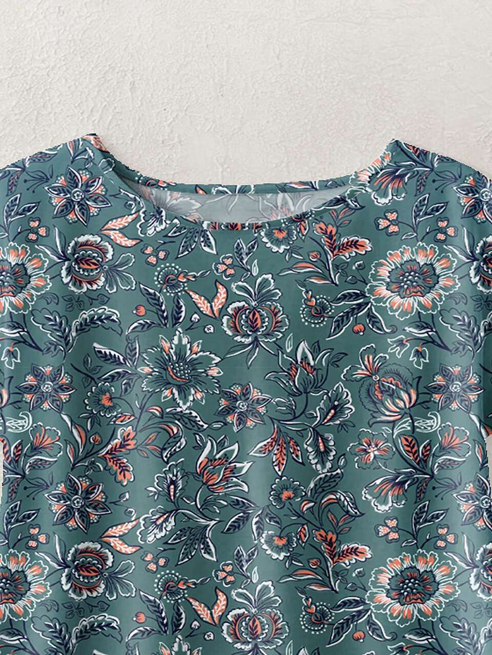 Casual Minimalist Summer Landscape Pattern Women Round Neck Shirt, Suitable For Summer Suitable For Going Out Chic Blouses For Women,Casual