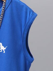 SHEIN Conjunto de top sin mangas y pantalones cortos deportivos con estampado de dinosaurios para niños/as en verano