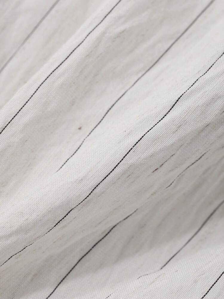 2 Pcs Set Women Casual Loose Striped Business Style Suit Old Money Style Linen