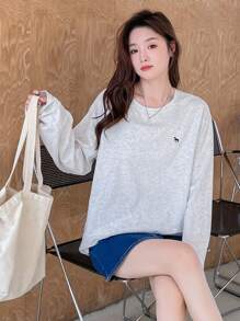DAZY Letter Graphic Drop Shoulder Tee