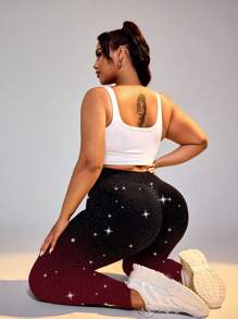 Plus Size Women Shiny Leggings, Party Style - Multicolor - View 3