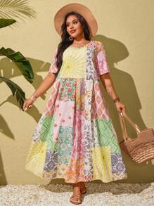 SHEIN Clasi Vestido bohemio para el Día de San Patricio, Spring Break, festivales, verano - Multicolor - Ver 1