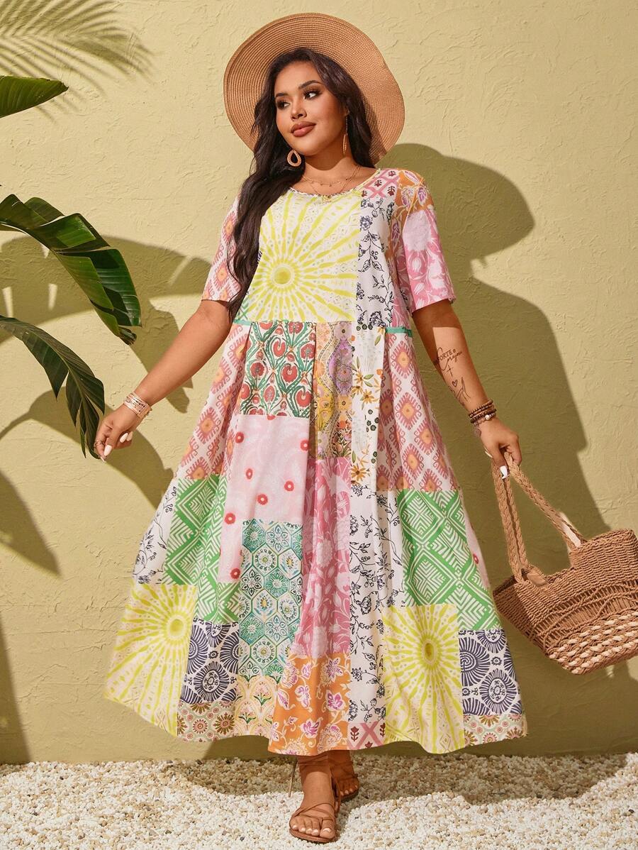 SHEIN Clasi Vestido bohemio para el Día de San Patricio, Spring Break, festivales, verano - Multicolor - Ver 1