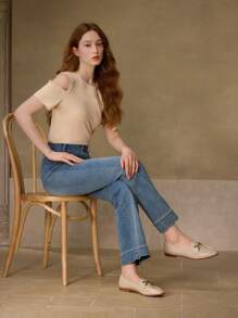 MOTF PREMIUM 休闲舒适百搭女式平底乐福鞋 - 杏色 - 查看 7