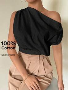 Firerie 夏季女士缎面衬衫 返校通勤办公室复古时尚简约工作女士衬衫 白色女士衬衫、无袖上衣 - 黑色 - 查看 7