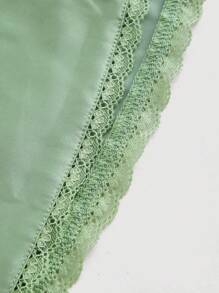 SHEIN MOD 大码女式纯色前系带吊带蕾丝时尚衬衫