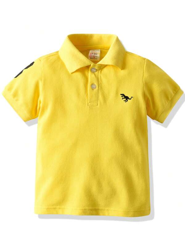 SHEIN Polo con bordado de dinosaurio para niño