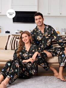 CoupledUp Men's 1set Astronaut Bear Print Pajama Set - Multicolor - View 4