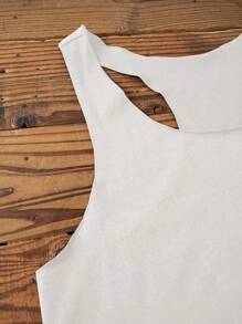 SHEIN LUNE Women Plain Casual Racerback Tank Top,Slightly Sheer Suitable For Summer,Casual - White - View 7