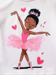 Baby Girls 2pcs Set Casual Cute Daily Princess Ballerina Girl Tee Shirt Tops, Spring/Summer - Multicolor - View 5
