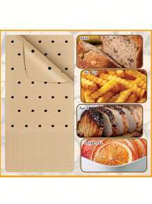 100/200/300 件空气炸锅吸油烘焙纸带孔，不粘硅胶烘焙垫空气炸锅厨房空气炸锅内胆空气炸锅纸空气炸锅空气炸锅 - 卡其色 - 查看 3