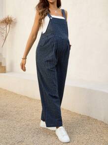 SHEIN Gasaul 度假格子阔腿孕妇连体裤