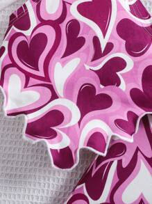 SHEIN Baby Girls Sweetheart Valentine's Day Heart Knit Halter Top And Flared Pants Set, Fashionable - Multicolor - View 3