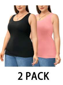 SHEIN Essnce Plus Size Women's Top 2 Pieces, Black Top, White Top, Autumn Base Shirt, Inside And Outside To Wear Top, Going Out Tops Halter Top, White Top Fall Tops Women Tops