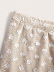 SHEIN EZwear Plus Size Heart Pattern Mesh Thermal Lined Leggings, Autumn/Winter - White - View 3