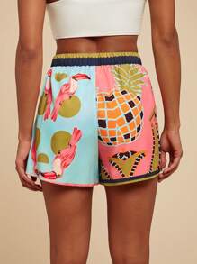 Travachic Women's Vacation Pineapple Print Drawstring Waist Loose Casual Shorts - Multicolor - View 2