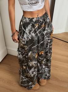 Coolane Women's Spring/Summer Y2K Cargo Basic Camo Flare Pants