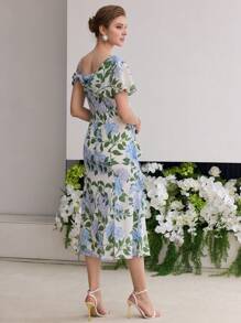 MOTF PREMIUM MULBERRY SILK FLORAL PRINT DRESS - Multicolor - View 3