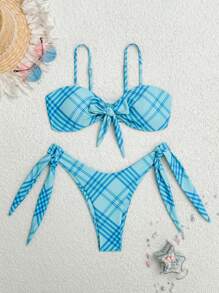 SHEIN Swim Printed Two Pieces Swimwear, Spring Break Design (Pattern Random) For Summer Beach Vacation - Multicolor - View 3