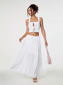 SHEIN PETITE Gonna lunga casual monocromatica