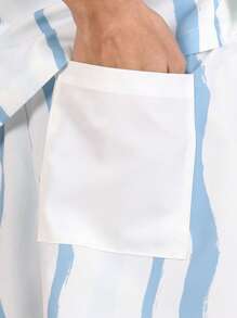 SUMWON Completo estivo da spiaggia, vacanza e tempo libero, con motivo a onda, composto da camicia a maniche corte e pantaloncini, vestito coordinato, vestibilità comoda, set da due pezzi per il relax