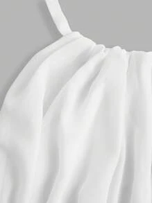 SHEIN EZwear Top de tirantes de cuello halter de unicolor para mujer, minimalista y de moda, adecuado para el verano