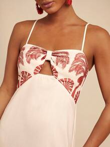 Travachic Váy ngủ in họa tiết nhiệt đới cho kỳ nghỉ thường ngày, trang phục mùa hè cho phụ nữ, trang phục phụ nữ đi nghỉ nhiệt đới, mùa hè, trang phục nghỉ mát cho phụ nữ, váy mùa hè cho phụ nữ - Màu be - Xem 6