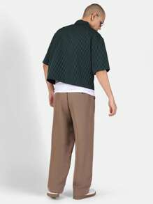 SUMWON Camisa casual a rayas con botones, top corto, moda urbana juvenil para festivales de verano y campus universitario