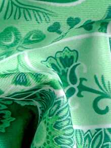 Swim Mod Spring Break Women Summer Random Printed Spaghetti Strap High-Cut Bikini 2 Pieces Suit - Green - View 5