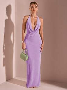 SHEIN BAE 女士纯色露背性感紧身连衣裙，春夏